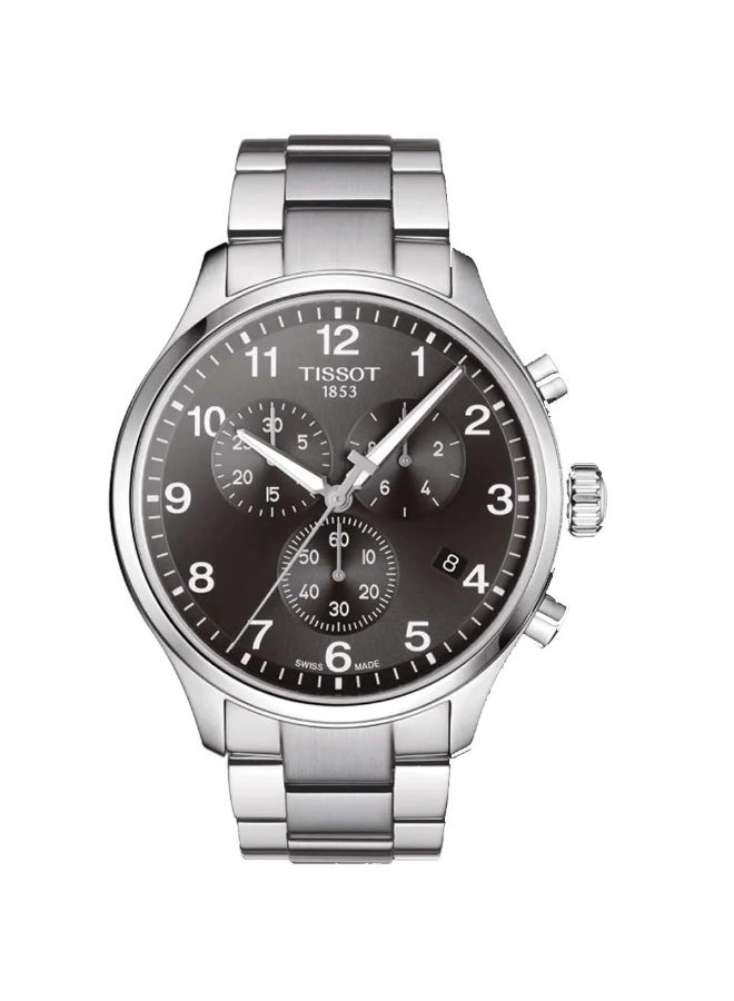 TISSOT Chrono XL Classic Grey Dial Silver Steel Strap Watch for Men T116.617.11.057.01 - Image 1